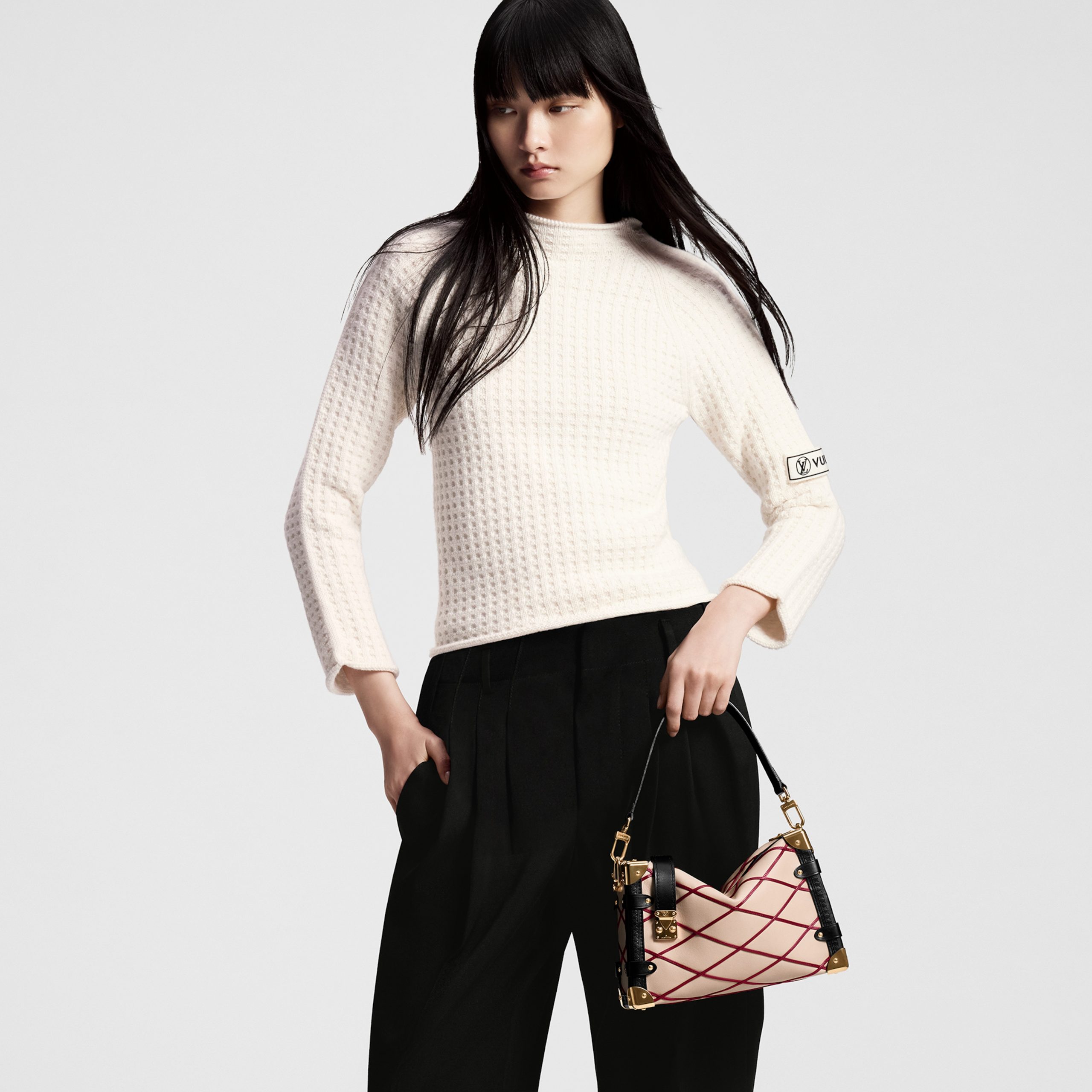 Louis Vuitton M24403 Side Trunk MM Malletage Beige/Red - Image 2